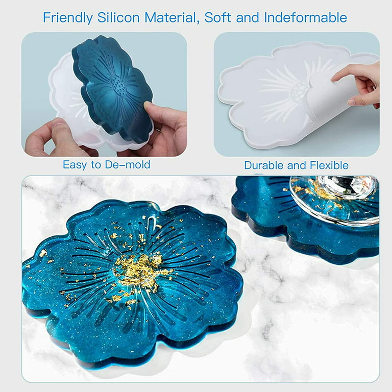 Resin Coaster Molds for Epoxy Resin 4pcs Geode Coaster Mold With Holder  Mold,silicone Coaster Molds for Resin Casting 
