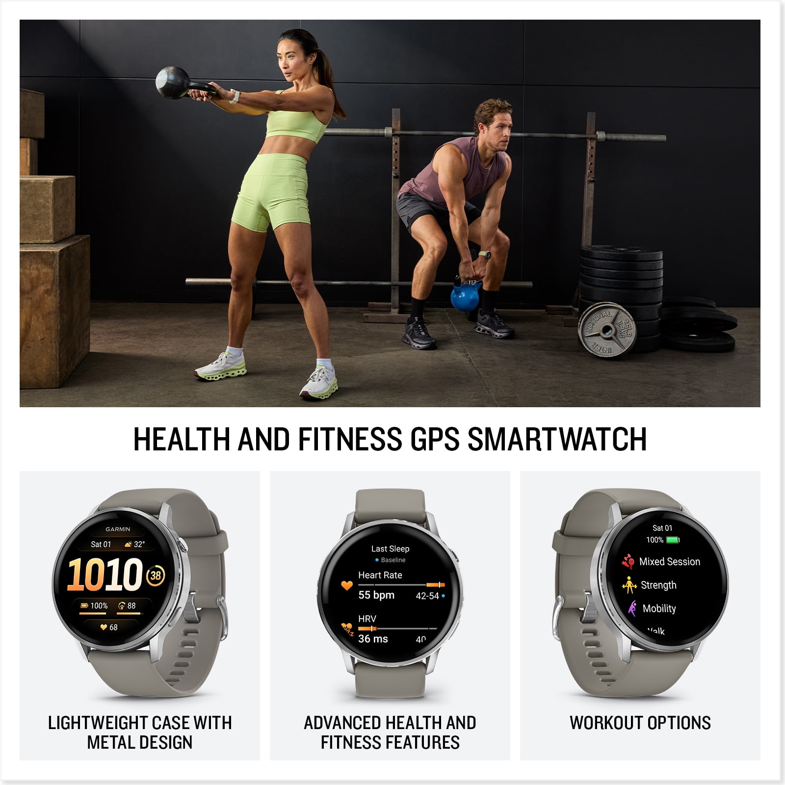 Garmin Venu 4 (Silver/Silver Gray, 45mm) Fitness GPS Smartwatch Bundle with PlayBetter Portable Charger & HD Screen Protectors