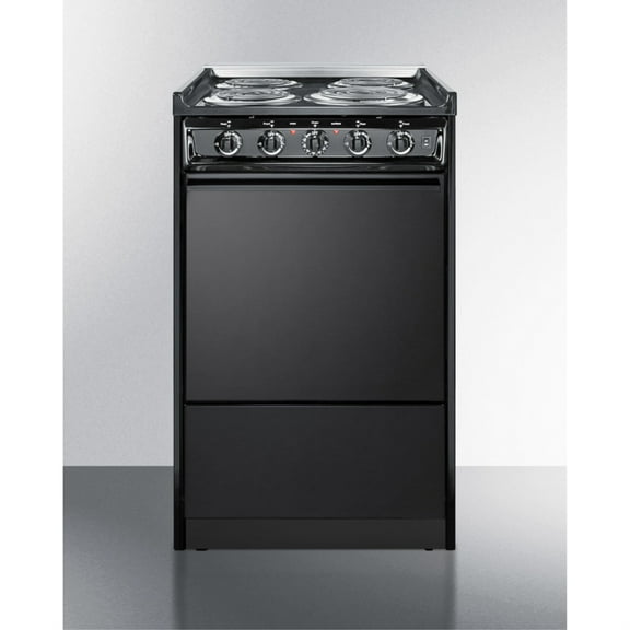 20" wide slide-in style electric coil range in black