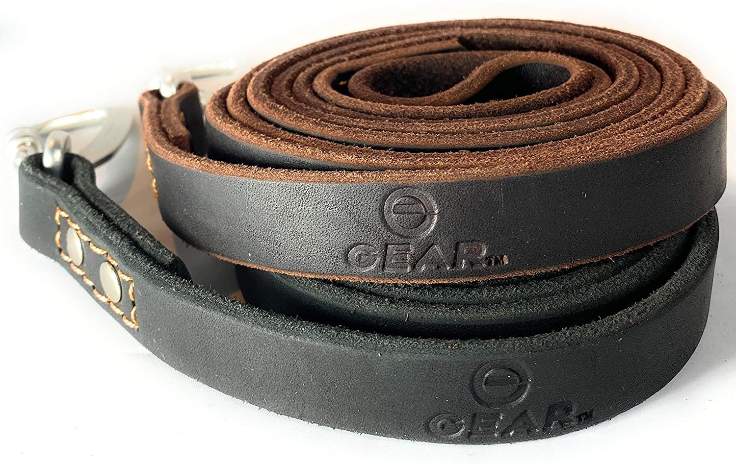 Enthusiast Gear Leather Dog Leash with Locking Carabiner | Strong and Soft Leash for Large and Medium Dogs | 6 Ft Long x ¾”