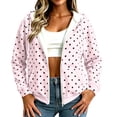 thumbnail image 2 of IUYRTFE Women's Polka Dot Zip Up Hoodie with Pockets Drawstring Long Sleeve Casual Jacket, 2 of 9
