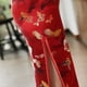 thumbnail image 3 of Traje largo estampado con elegantes mangas cortas, traje vintage estilo Tang para asistir a conferencias, bailes y moda., 3 of 6
