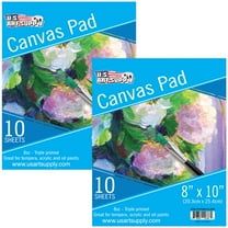 U.S. Art Supply 8" x 10" 10-Sheet 8-Ounce Triple Primed Acid-Free Canvas Paper Pad (Pack of 2 Pads)