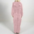 thumbnail image 5 of Dazajoo Pink Fuzzy Onesie Pajamas for Women Zipper Hooded Long Sleeve Jumpsuit Warm Sleepwear Cute Sherpa Romper with Eye Mask,L, 5 of 7