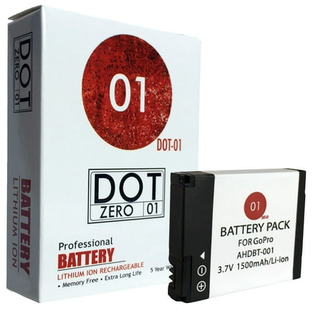 DOT-01 Brand 1500 mAh Replacement GoPro AHDBT-002 Battery for GoPro HD Hero2 Surf Camcorder and GoPro