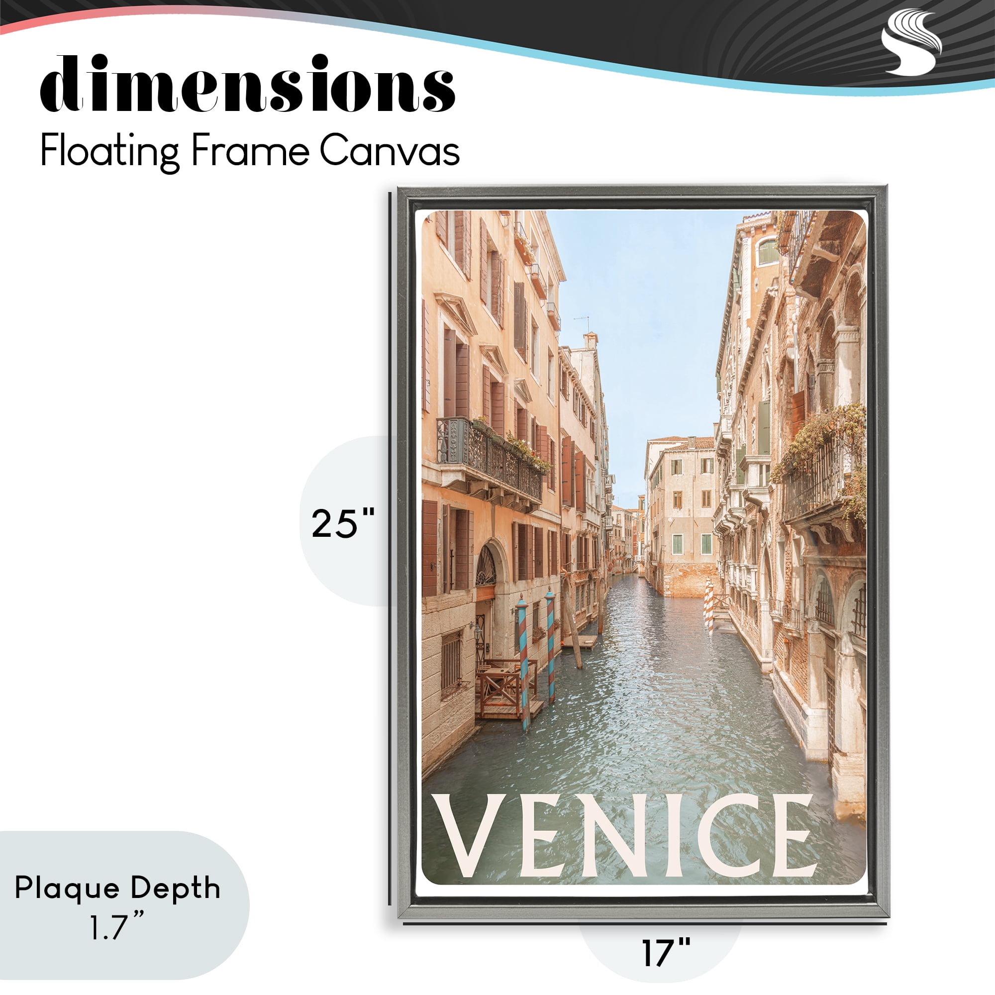 Stupell Industries Venice Canal Waterway Gray Framed Floater Canvas Wall Art, design by Erin Marie