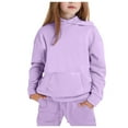 thumbnail image 3 of Boys Girls Sweatsuit Set 2 Piece Tween Girls Fall Outfits Long Sleeve Pullover Soft Solid Sweatsuit Sets Sweatsuit Athletic Clothes Sets Preppy Clothes for Girls 6-7 Years, 3 of 6
