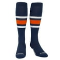 thumbnail image 2 of PEAR SOX Striped OTC Baseball, Softball, Football Socks (B) Navy Blue, White, Orange (L), 2 of 4
