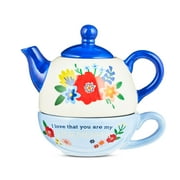 Mother's Day Blue Floral Teapot Gift Set for Grandma, Model: IG187834-B by Way To Celebrate