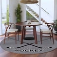 thumbnail image 3 of 7ft Round Rug, Gray Hockey Non-Skid Rubber Backing Large Area Rugs - Living Room Bedroom Home Office, Modern Art Vintage Hockey Ball Sports Indoor Floor Mat Carpets Washable Rug, 3 of 9