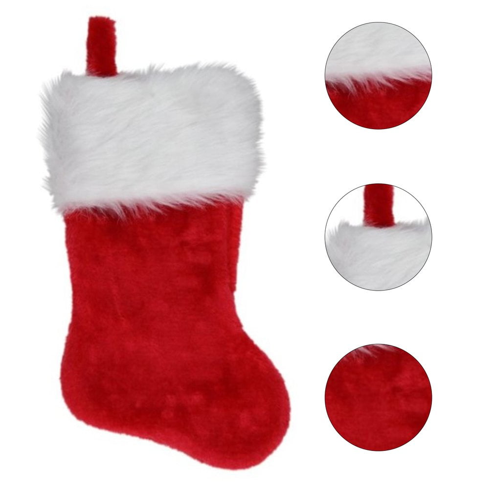 Large Soft Big Christmas Stocking red Stocking with White Fur 