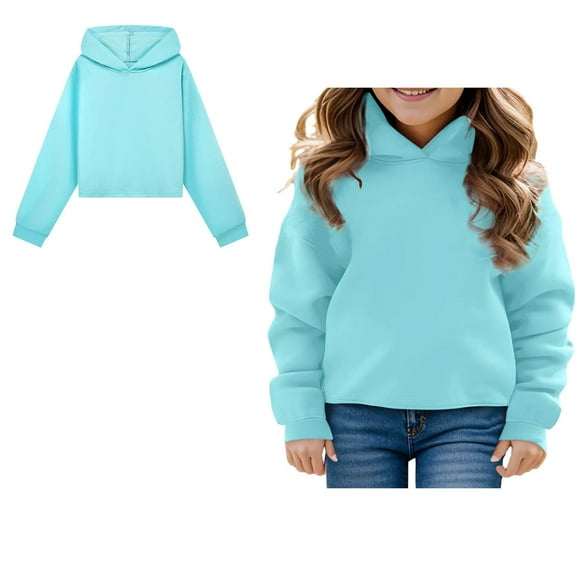Girls Long Sleeve Hooded Pullover Sweatshirt with Prints Warm Top for Toddler and Kids Outfits