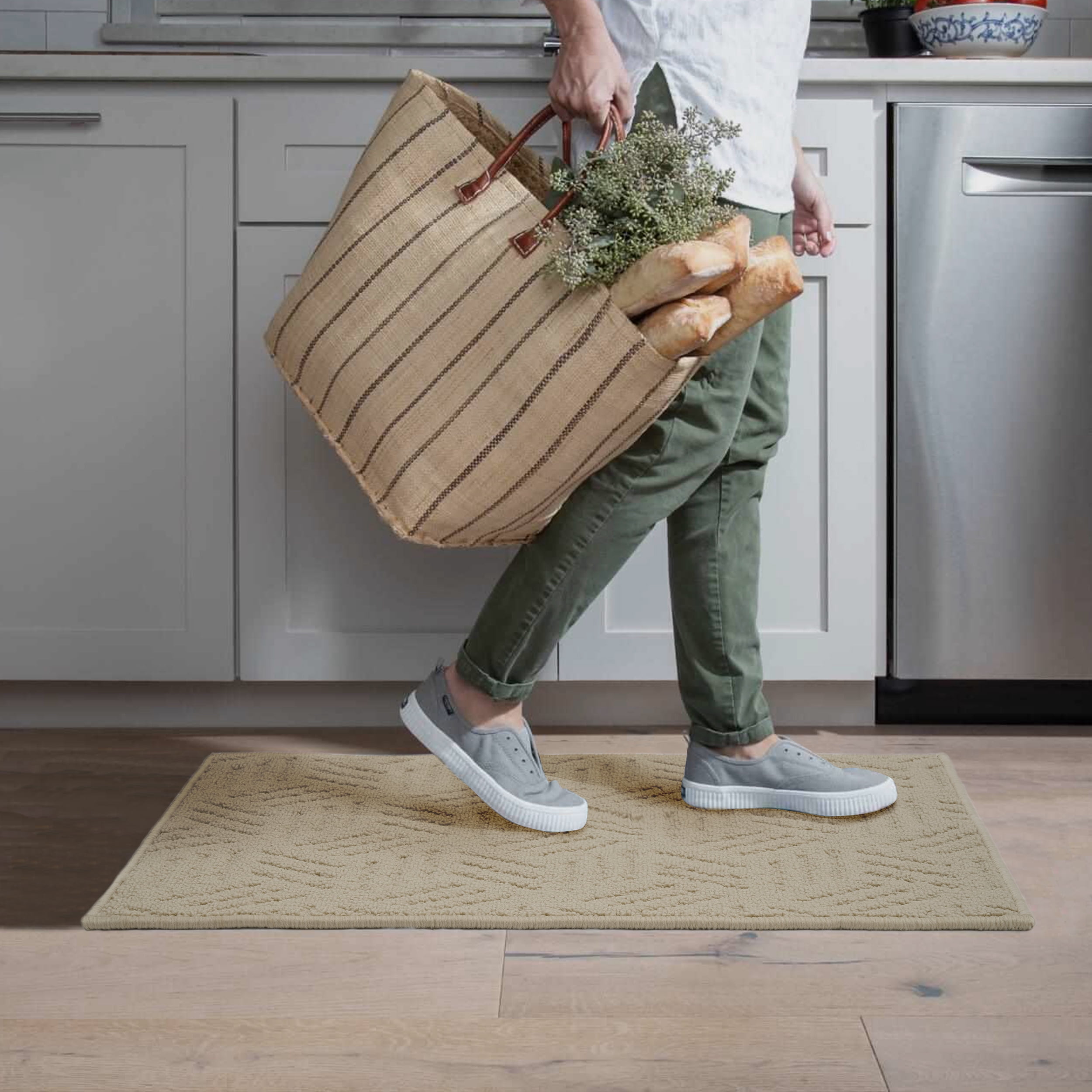 Mainstays Solid High Low Loop Kitchen Mat 18"x 27" Papyrus Beige