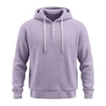 thumbnail image 4 of Men's Hoodies Pullover Waffle Knit Button Hooded Sweatshirts Drawstring Loose Fit Athletic Workout Plain Shirts, 4 of 5