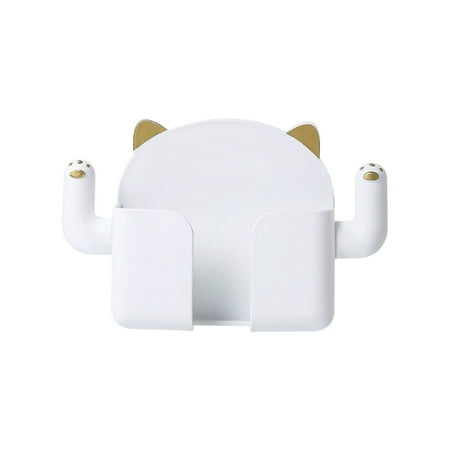 White Wall Mounted Phone Charging Holder Storage Rack For Bedside Nightstand Cable Management Bracket For Remote Control In Bathroom Kitchen Office White