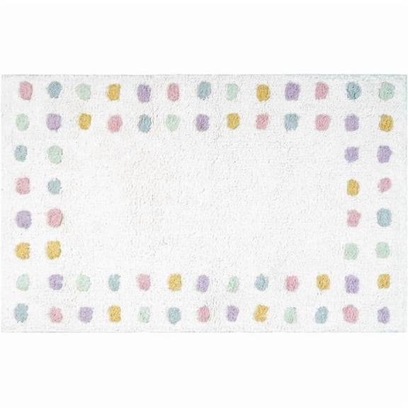 HomeRoots 634899 32 in. White Purple & Pink Cotton Polka Dots Bath Rug