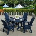 thumbnail image 2 of WestinTrends Malibu 5 Piece Adirondack Patio Dining Set, All Weather Poly Lumber Outdoor Table and Chairs Furniture Set, 47" Trestle Round Dining Table and 4 Adirondack Dining Chair, Navy Blue, 2 of 8