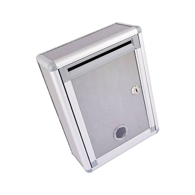 ZheElen Mailbox Wall Mounted Drop Box With Key Lock Multifunctional Organizer Donations Suggestions Checkout Key Drop Collection Front Slot 21x9.5x28cm