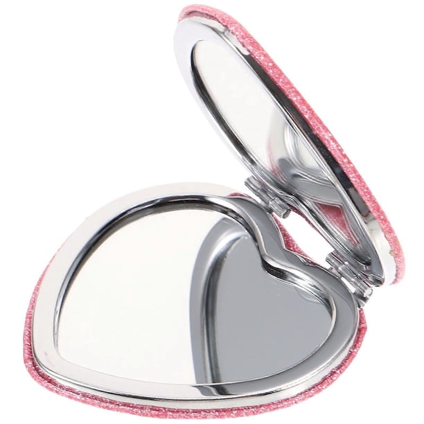 Hand Mirror Women Makeup Mirror Heart Shaped Mirror Pocket Mirror for Outdoor Travel