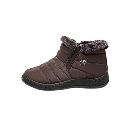 

Woobling Ladies Warm Booties Comfort Snow Boots Faux Winter Boot Women Ankle Bootie Breathable Walking Shoes Plush Lined Non-Slip Brown 9
