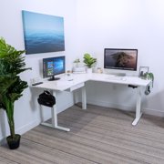 Mount-It! Large Electric Height Adjustable Desk for Corners, Automatic Standing Desk with Smooth Ergonomic Height Adjustment