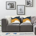 thumbnail image 2 of Acheng Gold and Blue Abstract Art Short Plush Pillowcase Set of 2 White, 2 of 7