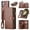 Brown, variant on for Samsung Galaxy S24 Ultra PU Leather Detachable Magnetic Wallet Case, Zipper Pocket Card Slots Multifunctional Rugged Full Body Protection Wrist Strap Magnetic Buckle for Galaxy S24 Ultra - Black
