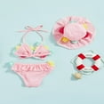 thumbnail image 4 of Infant Girls Swimsuits Tie-Up Tank Tops Ruffles Shorts Sun Hat Bikini Split Swimwear Set, 4 of 7