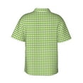 thumbnail image 3 of Balery Green Gingham Print Men's Hawaiian Shirts Short Sleeve Beach Shirt Relaxed Fit Vacation Button Down Shirts-3X-Large, 3 of 9