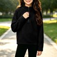 thumbnail image 2 of Boys Girls Quarter Zip Pullover Jacket Solid Drop Shoulder Long Sleeve Top Fall Winter Fashion Clothes, 2 of 7