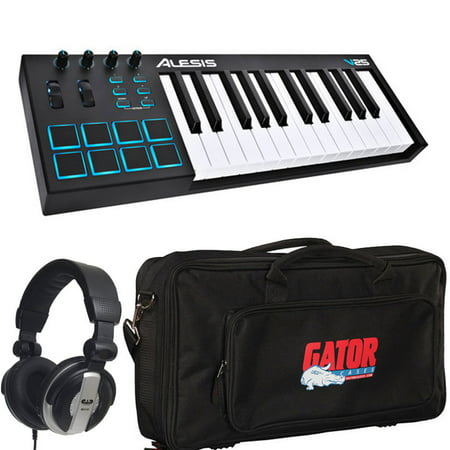 Alesis 25 Key USB MIDI Keyboard & Drum Pad Controller With Gator Bag + (Best Midi Keyboard With Drum Pads)