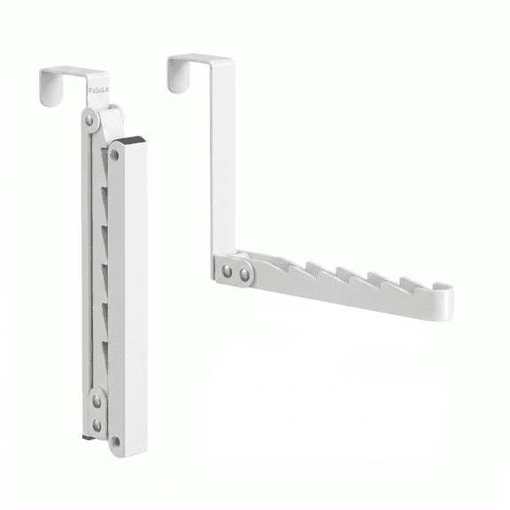 ROSEXIXI Over The Door Hooks, 6-Slot White Folding Clothes Hanging Rack Heavy Duty Metal Garment Organizers Sturdy Over Door Clothes Hanger for Bedroom Dorm Room Closet Wardrobe Small Space Saving