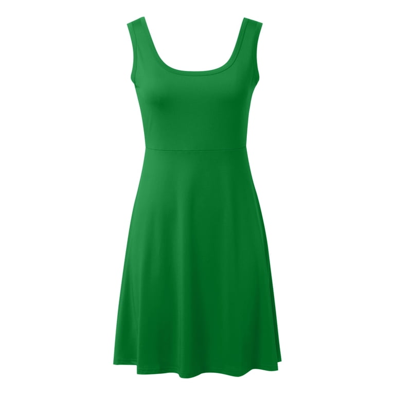 Herou Women's Summer Sleeveless Scoop Neck Dress – A-Line Flared Sun Dress, Knee Length, X-Large