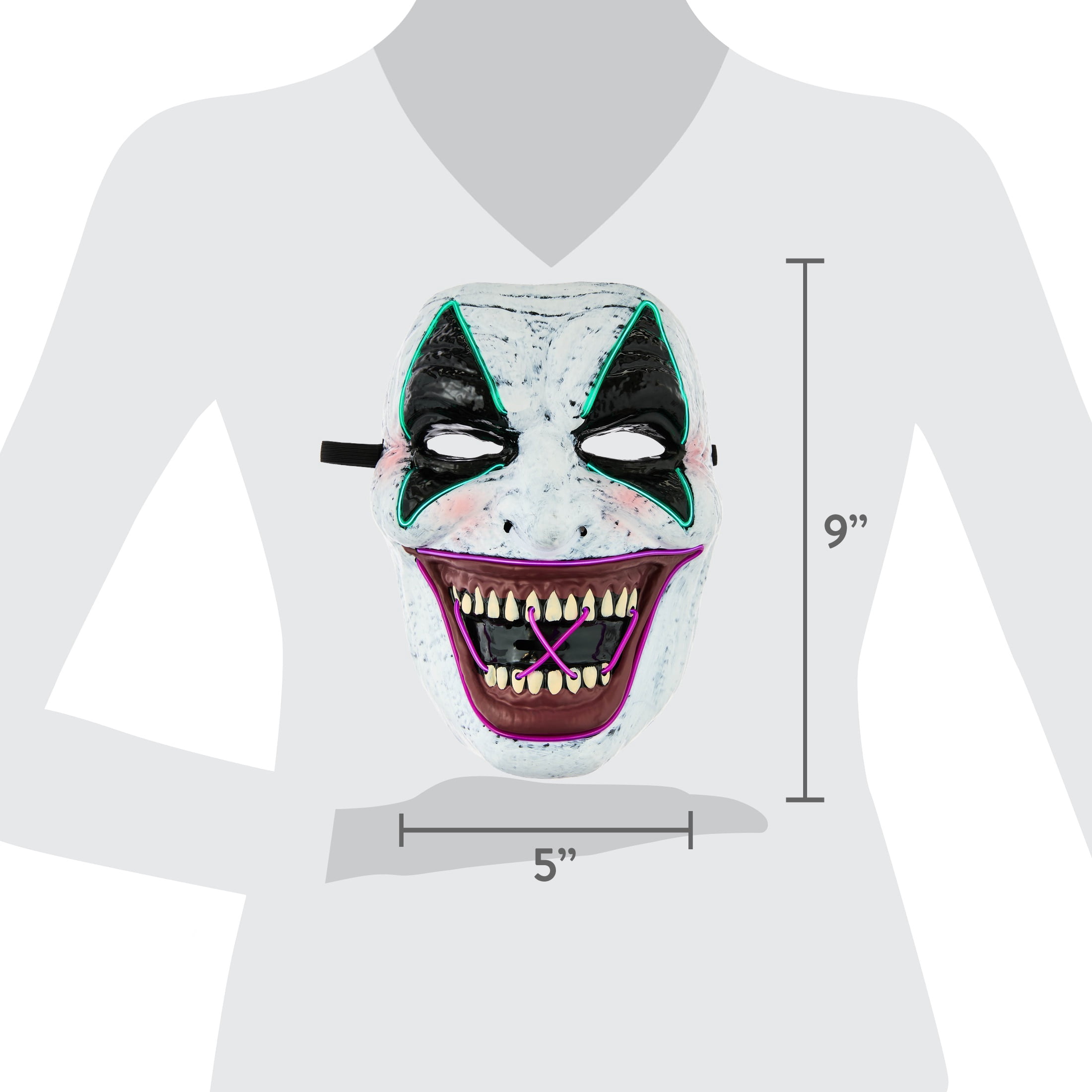 Light-Up Clown Mask Costume Accessory for Adults, Multicolor, Halloween by Way To Celebrate