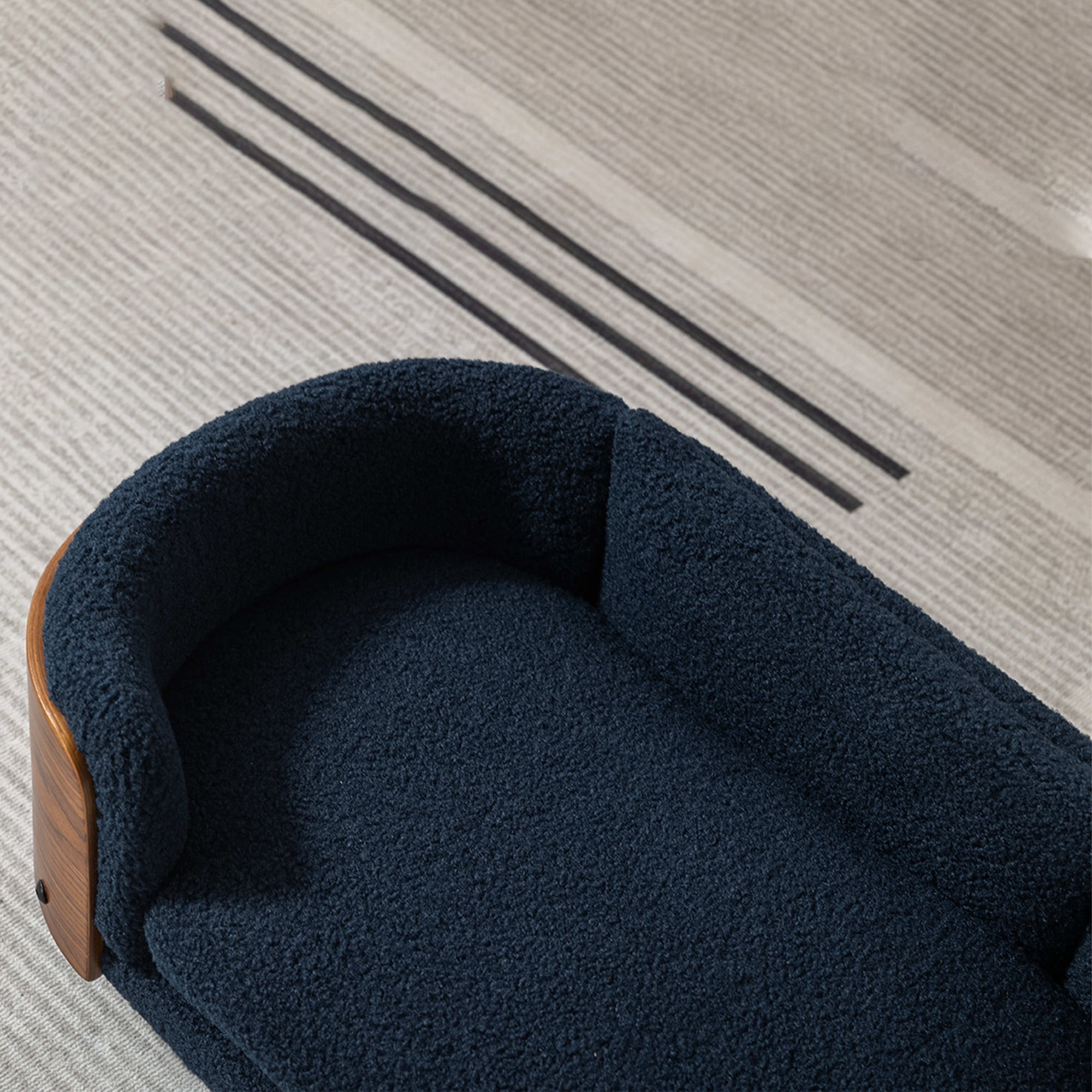 Pefilos 26" Pet Sofa for Indoors Dogs, Cat and Dog Bed with Solid Wood Legs and Walnut Bent Wood Back, Cashmere Cushion, Blue Pefilos 26" Pet Sofa for Indoors Dogs, Cat and Dog Bed with Solid Wood Legs and Walnut Bent Wood Back, Cashmere Cushion, Blue