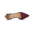 thumbnail image 4 of BLISSFUL STEP Women's Glen Check Block Heel Ankle Strap Pumps Burgundy 7, 4 of 7