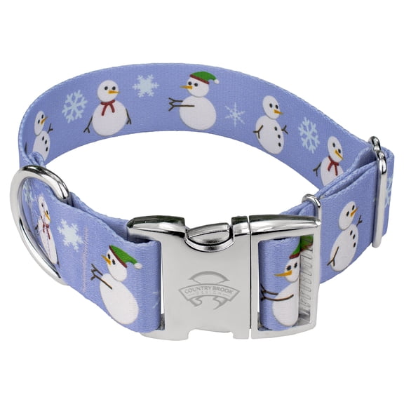 Country Brook Petz® 1 1/2 inch Premium Snowman Dog Collar, Large