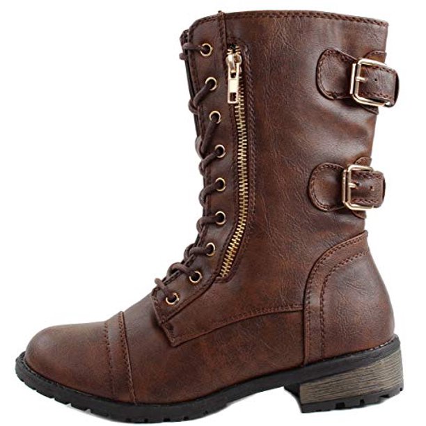 Forever Forever Women S Mango 71 Brown Faux Leather Thick Sole Military Style Ankle Boot Walmart Com Walmart Com