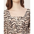 thumbnail image 5 of Moomaya Printed Short Dresses For Women, Button-Up Square Neck 3/4Th Sleeve Dress, 5 of 8
