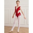thumbnail image 3 of TTAO Girls Tassel Ballet Dance Leotard Bodysuit Figure Skating Jumpsuit Latin Performance Costume Burgundy 12, 3 of 7