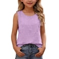 thumbnail image 2 of Tranfacy Girls Round Neck Tank Top Sleeveless Solid Casual Fashion Outer Layering Shirts, 2 of 5