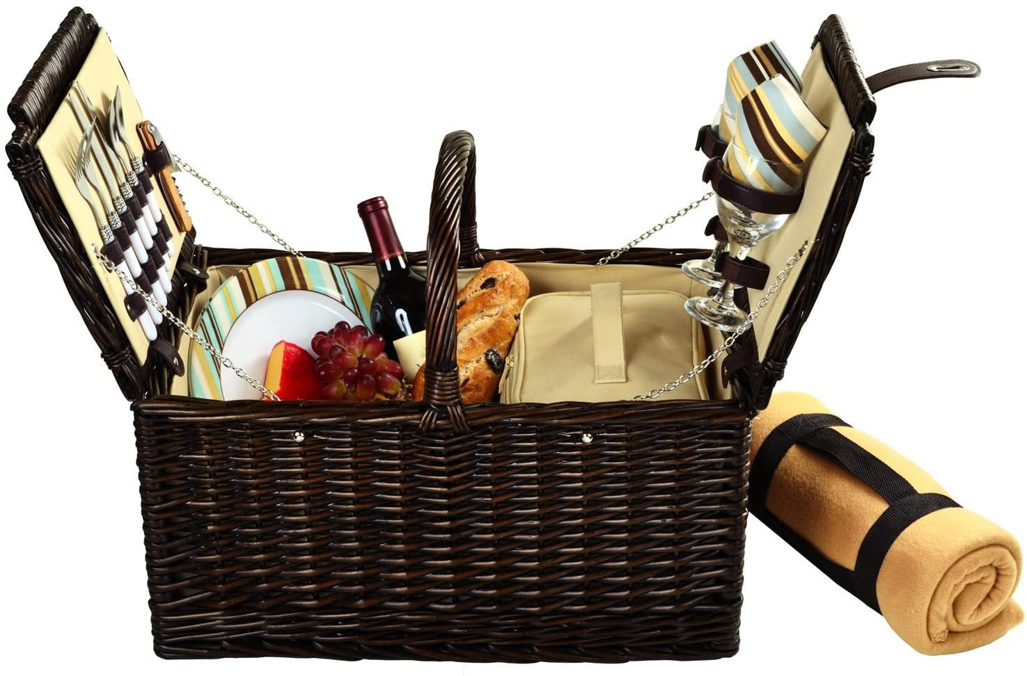 4 Person Picnic Basket Set with Blanket in Black | Buy ...