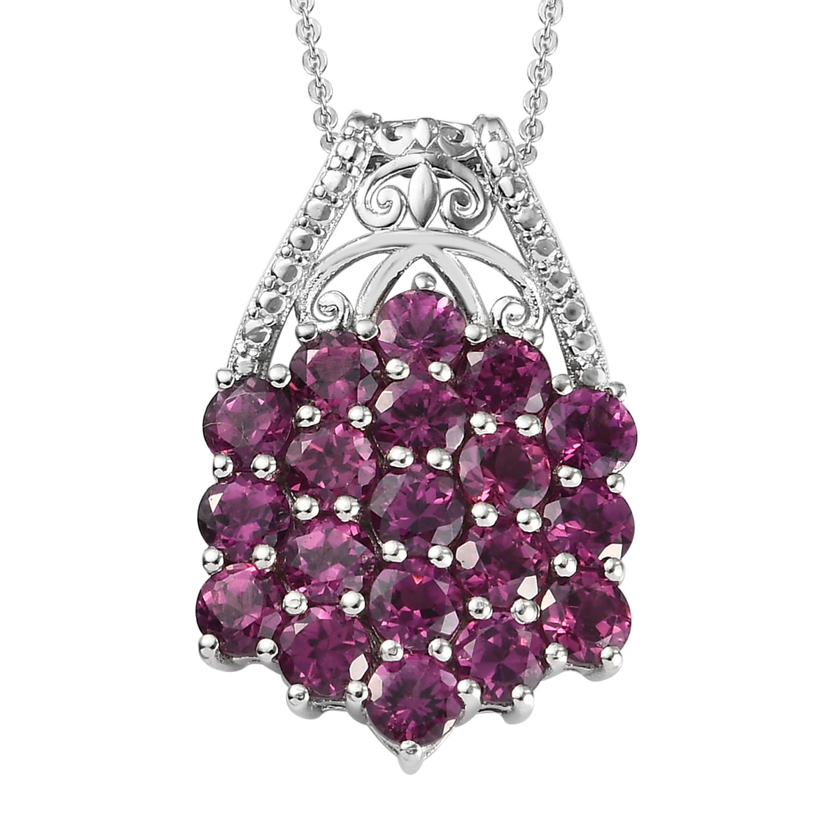Beautiful 1.00 Carat Infinity Round Shape Natural Rhodolite With Sun Garnet Necklace In 925 Sterling Silver