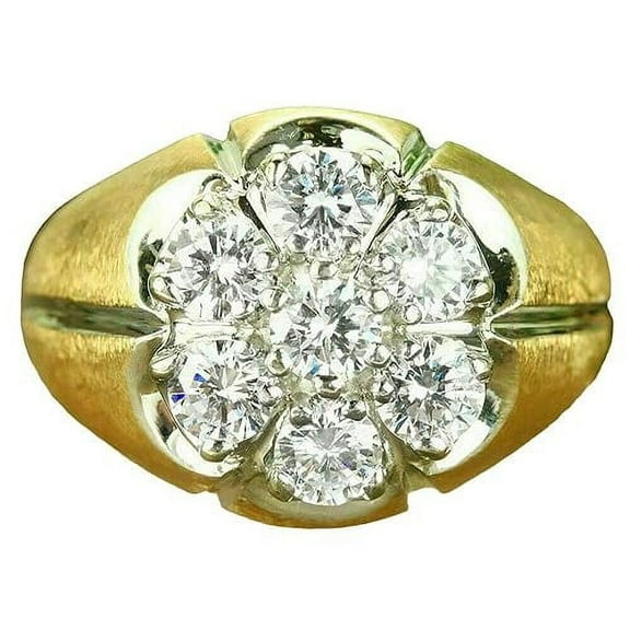 beryl_creation 3.00 Ct Round Cut White Diamond Wedding Engagement Men's Cluster Ring 14K Yellow Gold Plated 925 Sterling Silver -4