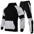 thumbnail image 2 of goowrom Men Color Block Long Sleeve Front Pocket Hoodie Drawstring Trousers, 2 of 4