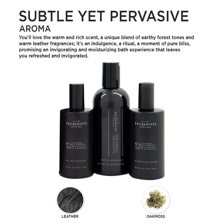 Pecksniffs Leather & Oakmoss Men's Gift Set: Eau de Cologne, 3-in