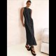 thumbnail image 4 of Vestido Camisero Sin Mangas para Mujer, de Verano, de Punto Acanalado en Contraste, Maxivestidos. Negro XL, 4 of 10
