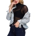 thumbnail image 2 of Qiylii Women's Sexy See Through Shirts Mesh Tops Long Sleeve Turtleneck Neck Sheer Blouse, 2 of 4