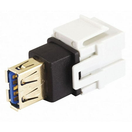 UPC: 0844660078364 | Monoprice Keystone Jack – USB 3.0 A Female to A Female Coupler Adapter – White | Flush Type