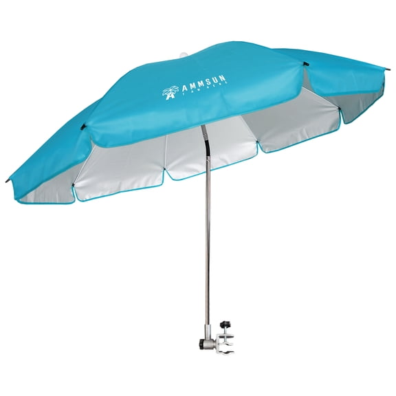 AMMSUN XL 52 inch Beach Patio Chair Umbrella with Upgraded Clamp 360° Swivel UPF50 ,Sky Blue/New